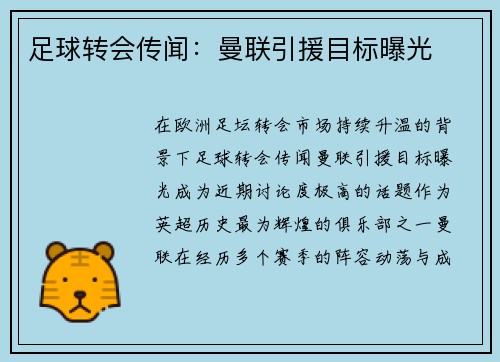 足球转会传闻：曼联引援目标曝光